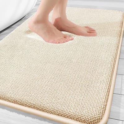 SnelShoppen - Memory Foam Badmat 60x90cm - Antislip Badkamer Mat - Hoog Absorberend en Extra Zacht - Machinewasbaar - Khaki
