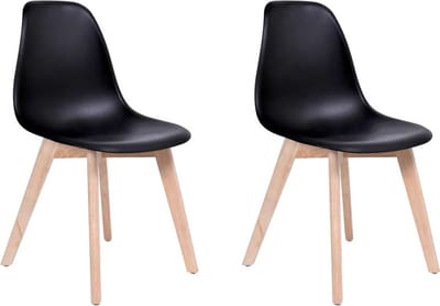 KITO Eetkamerstoelen Set van 2 - Zwart - Kuipstoelen met Beukenhouten Poten