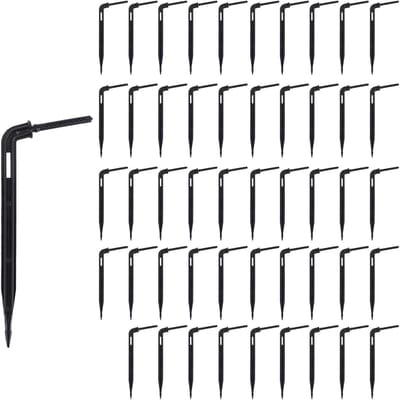 Irrigatiedruppelaars 50 stuks 4/7 mm zwart 10 cm, micro-druppelstekker voor tuinirrigatie en waterbesparing