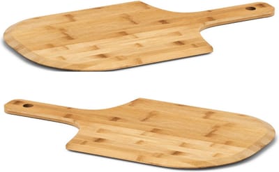 Zeller pizza snijplanken/borden - 2x - hout - met handvat - 53 x 30 cm - Pizzaborden / Pizzasnijplanken