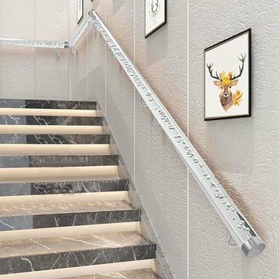 Transparante Leuning - Veiligheidsreling - Veiligheid Binnen - Sterke Wandbeugel - Tot 140cm - Zilver Beugel