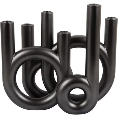 Present Time Kandelaar Rings - Grijs - 35x13.5x32.5cm - Scandinavisch - Polyresin