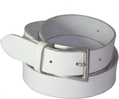 Extra lange 100% Leren Riem, 3 cm. Breed, taillemaat 125 cm. Wit.