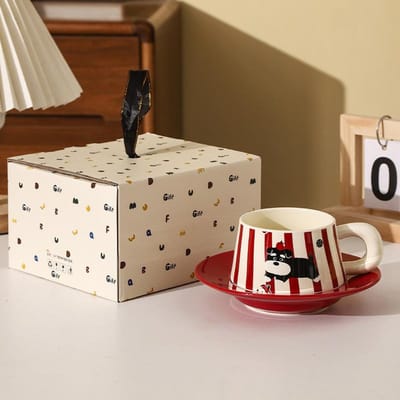Sterprins Schattige Kunst Keramische Koffiekop Schotel Set Cadeau Hoge Precisie Frisse Keramische Kop Verjaardagsgezelschap 401-500ml