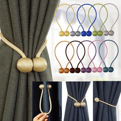 Gordijn Embrasse - Gordijnhouder - Magnetisch Gordijnkoord - Gordijnbinder – Gordijn Houder Klemmen - Gordijnklemmen – Gordijnclips - Accessoires - zwart - Set 2 stuks