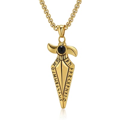 Nordic Retro Viking Tekst Roestvrijstalen Speerpunt Hanger Heren Gepersonaliseerde Titanium Stalen Ketting beige