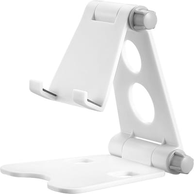 Verstelbare Telefoonhouder bureau | Telefoonstandaard bureau | Opvouwbaar en Verstelbaar | Tabletstandaard | Smartphone Opvouwbare Houder voor Thuis | Trein | Bureautafel | Tafel | Kabelmanagement | L80 * B55 * H100 mm - Wit LB467