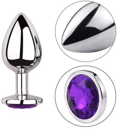 CHPN - Buttplug - Butt plug - Anaal plug - Zilver/Paars - Chique buttplug met paarse diamant - Anaal - BunnyTail - Seksspeeltje - Erotiek - Anal - Sextoy