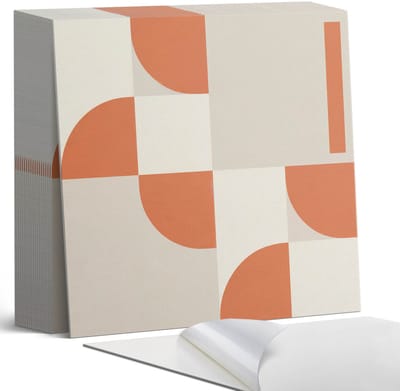 Coloray Plaktegels - Abstracte ordening van vormen Zelfklevende Tegels - 20 cm x 20 cm - Oranje Plaktegels - 20 stuks - Vierkant PVC Tegels - Plaktegels Badkamer - Plaktegels Vloer - Vinyltegels Vloer Zelfklevend - Wandtegel Zelfklevend