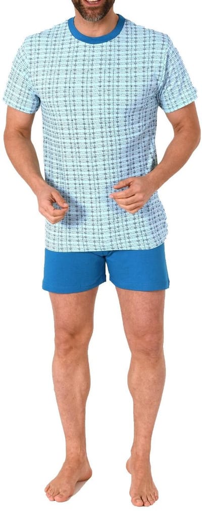Herenpyjama met korte mouwen Korte pyjama met ronde hals in elegante look