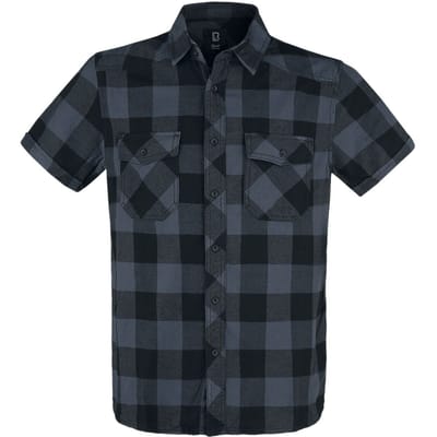 Brandit Shirt met korte mouwen - Checkshirt halfsleeve - M tot 5XL - voor Mannen - zwart-grijs