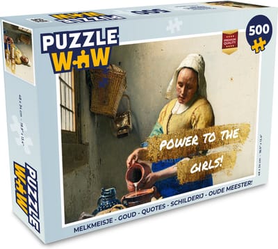 Puzzel Melkmeisje - Goud - Quotes - Schilderij - Oude meesters - Legpuzzel - Puzzel 500 stukjes