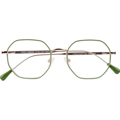 Leesbril I Need You Yoko +1.0 dpt groen-goud