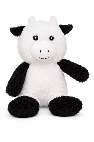 Koe (Wit/Zwart) Boerderij Pluche Knuffel 25 cm - Speelgoed Knuffels voor Kinderen Jongens Meisjes - Stier Bull Cow Plush