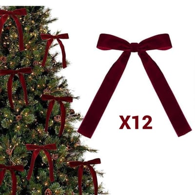 12 Stuks Kerstboom strik - Kerst strikken – Feestdecoratie - Kerstversiering - Kerstboom decoratie - Voor Kerstfeest, Kerstboom, Binnen, Knutselen – Rood – LOUZIR