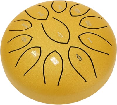 Tongtrommel - Handpan Percussie - Meditatie Muziek - 11 Tonen - 6 Inch - Geel