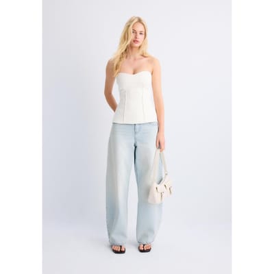 Stradivarius Bandeautop met hartvormige halslijn  Ecru XS