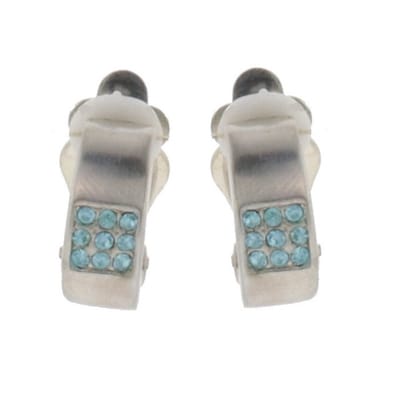 Behave - Clipoorbellen zilverkleur vintage stijl met blauwe steentjes 1,5 cm