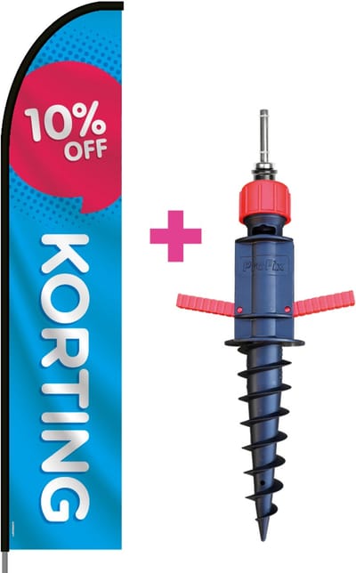 Beachflag - 10% Korting - Vlag + Grondboor + Rotator + Hengelsysteem + Draagtas - Actievlag.nl