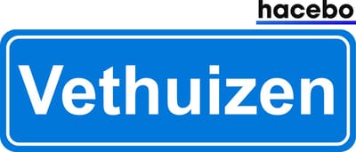 Hacebo - Plaatsnaam Sticker - 29x10 CM - Vethuizen sticker - Verkeersborden sticker - grappige cadeaus - Vethuizen