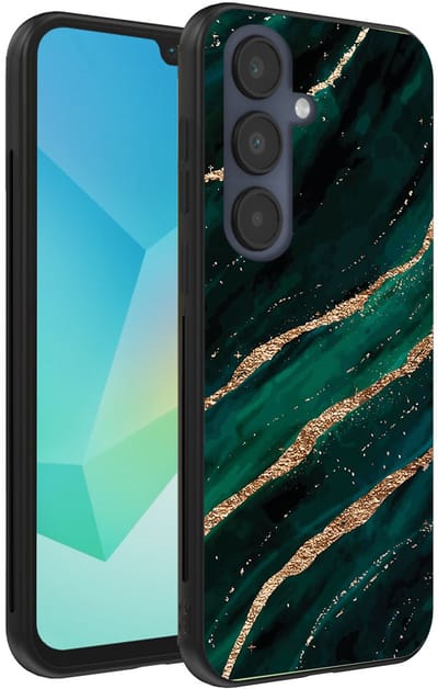 Smartphonica Telefoonhoesje Geschikt voor Samsung Galaxy A16 met marmer opdruk - TPU backcover case marble design - Groen Goud geschikt voor Samsung Galaxy A16
