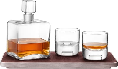 L.S.A. - Cask Whisky Connoisseur Set met Dienblad Set van 3 Stuks - Glas - Transparant -