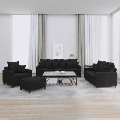 vidaXL - 4-delige - Loungeset - met - kussens - fluweel - zwart