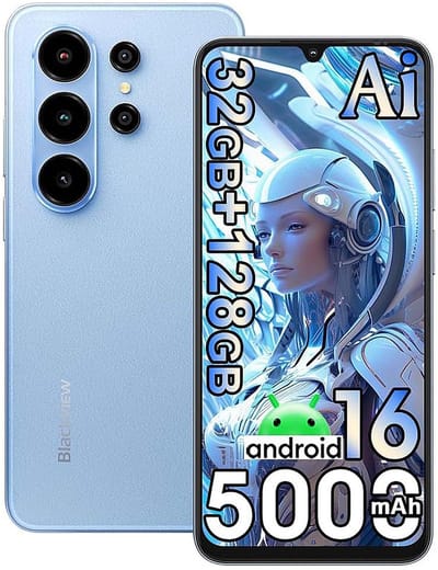 Smartphone Blackview WAVE 10 - 32 GB RAM + 128 GB ROM - Android 16 - 6,88 in - 5000mAh - 4G Dual SIM - 32 MP AI-camera - WiFi 5 - GPS - OTG - Blauw