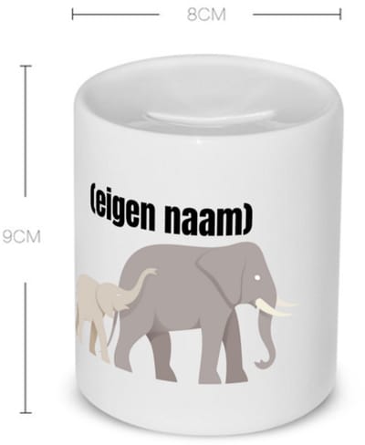 Akyol - olifant en kleine met eigen naam Spaarpot - Olifant - dieren liefhebber - iemand die houdt van olifanten - verjaardag - cadeau - kado - geschenk - 350 ML inhoud