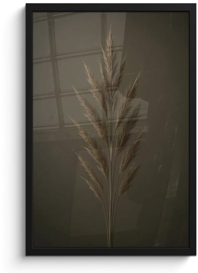 Poster in lijst - Fotolijst 40x60 cm - Posters - Tak - Pluimgras - Donkerbruin - Posterlijst zwart - Decoratie - Wanddecoratie woonkamer - Muurdecoratie slaapkamer