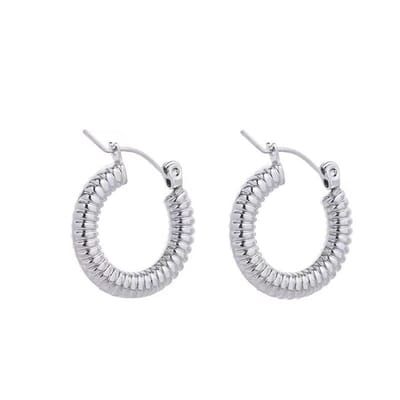 WeLoveSilver - chirurgisch staal oorringen - zilverkleur - reliëf