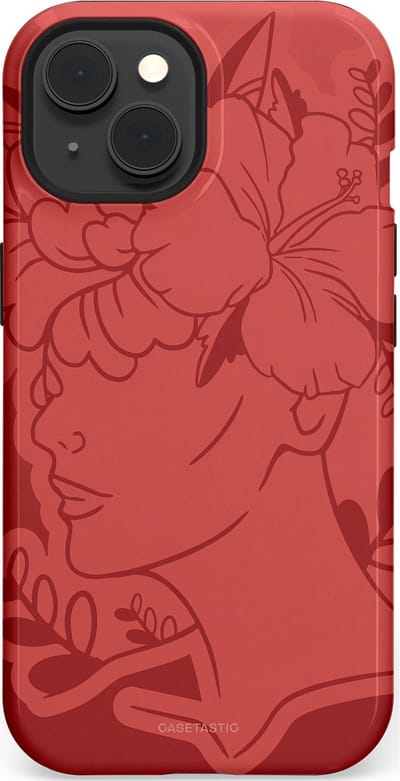 Casetastic hoesje geschikt voor Apple iPhone 15 - MagSafe - Dubbellaagse bescherming - Bloemenfluistering - Fashion Case - Koraal Terracotta