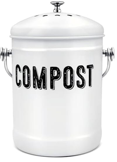 Compostbak voor Keuken - Roestbestendige en Geurloze Compostemmer met Deksel - 1,3 Gallon