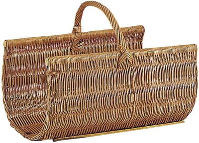 Houten brandhoutmand van wilgenhout 50 x 36 x 28-44 cm