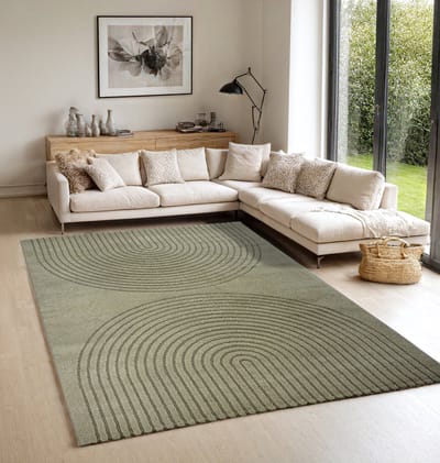 the carpet Elisa – zacht hoogpolig woonkamer vloerkleed, modern design tapijt met geometrisch patroon, groen, 80 x 150 cm