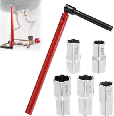 Verstelbare Sleutelset voor Keukenkraan met Verwisselbare Bussen en Wrench - 8-13mm, Ideaal voor Installatie en Onderhoud