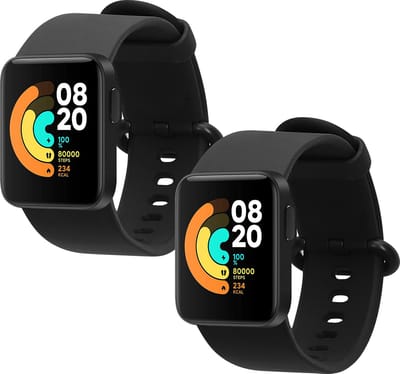 kwmobile 2x horlogebandjes geschikt voor Xiaomi Mi Watch Lite / Redmi Watch bandje - Smartwatch bandjes van TPU - Activity tracker horloge band in zwart / zwart