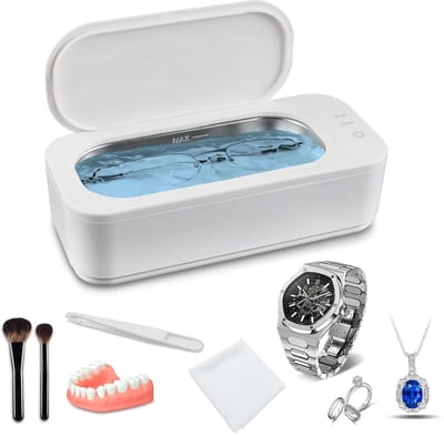 Mini ultrasoon reiniger - Ultrasoon Reiniger - Reinigingsapparaat Voor Brillen,Sieraden - reinigingsapparaat - Ultrasonic Cleaner - Ultrasone - Reinigingsapparaat voor Sieraden en Brillen - Ultrasone Reinigingsmachine - wit