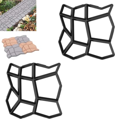 Bestratingsvormen 9 Kamers - Doe-het-zelf Vorm - Tuinpad Aanleggen - Herbruikbaar Stevig Plastic - 43 x 43 cm - Zwart