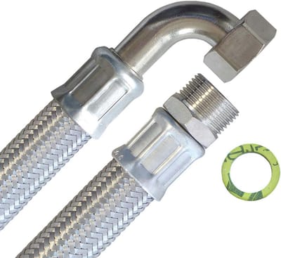 Flexibele Gewapende Slang 3/4 inch met 90° Bocht - Lengte 150 cm