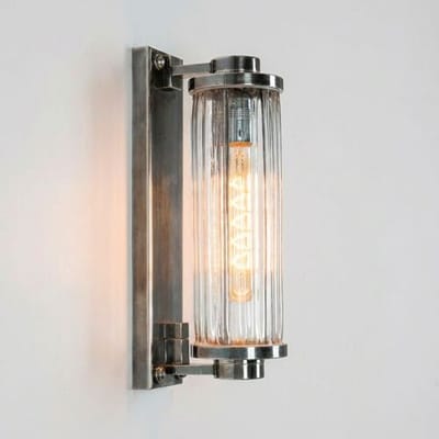KS Verlichting - wandlamp - Porter - zilver - industrieel - messing - glas - outdoor - E27