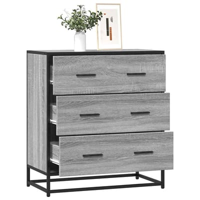 vidaXL - Dressoir - 68x35x76 - cm - bewerkt - hout - en - metaal - grijs - sonoma