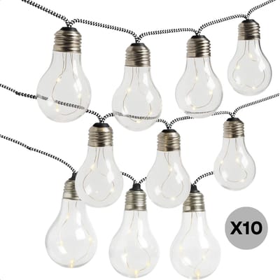 Lomera Feestverlichting Voor De Tuin - Warm Wit - Gevlochten Snoer - Snoerverlichting - 10 Lampen - Mini-Led - Verlichte - Ip44 Adapter - Geschikt Voor Binnen En Buiten - Energiezuinig - Decoratie Voor Tuinfeest
