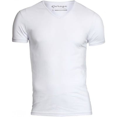 Garage 202 - Bodyfit T-shirt V-hals korte mouw wit XXL 95% katoen 5% elastan