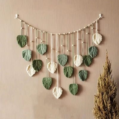 Boho Huisdecoratie, Macramé Wandkleed Macrame Blad Veer Wanddecoratie voor Woonkamer Slaapkamer, Boho Wandkunst Huisdecoratie