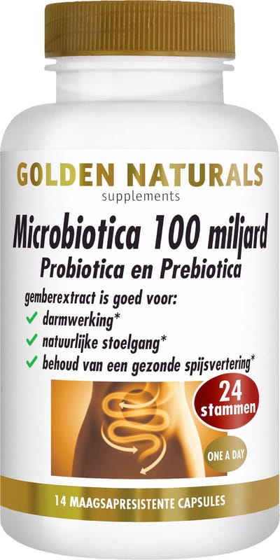 Golden Naturals Microbiotica 100 miljard (14 veganistische maagsapresistente capsules)
