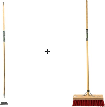 Synx Tools Rechte schoffel 16cm & Straatbezem Nylon 35CM - 170cm Staal Met Hilt- Nylon - Schoffel