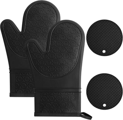 Famanu – 1 paar ovenwanten - siliconen - hittebestendig 240°C - antislip - BBQ handschoen - waterdichte kookhandschoenen - 2 pannenlappen