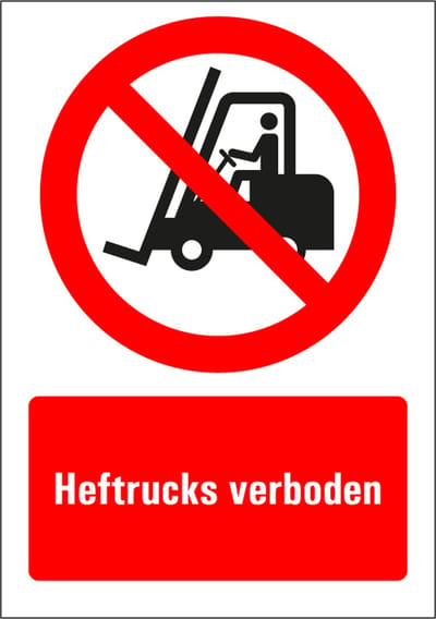 Heftrucks verboden tekststicker 210 x 148 mm (A5)