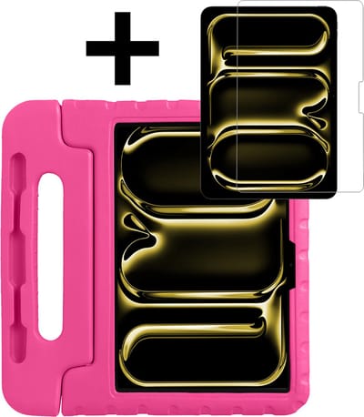 Hoes - Geschikt voor Apple iPad Pro (2024/2025) - 11 inch - Met Screenprotector - Kinderhoes Shockproof Bumper - Kidsproof Case - Tablet Hoesje - Kinder Hoesje Cover - Roze